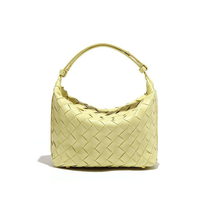 Woven Leather Hobo Handbag-Black