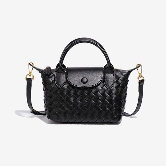 Mini Woven Tote Bag-Black