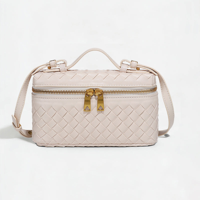 Woven Box Crossbody Bag-Beige