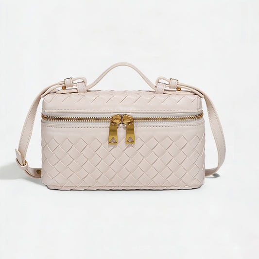 Woven Box Crossbody Bag-Beige