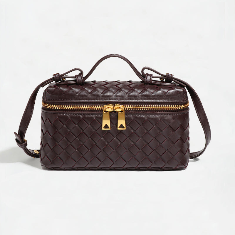 Woven Box Crossbody Bag-Dark Purple