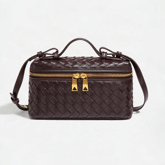 Woven Box Crossbody Bag-Dark Purple