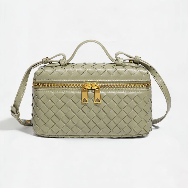 Woven Box Crossbody Bag-Sage Green