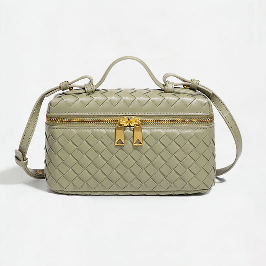 Woven Box Crossbody Bag-Sage Green