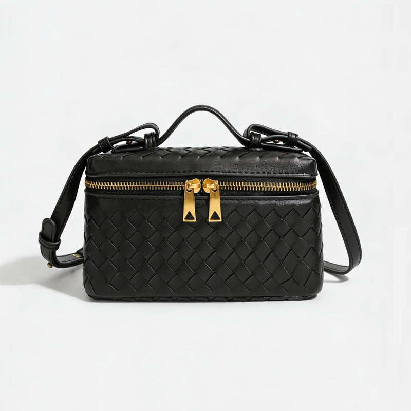 Woven Box Crossbody Bag-Beige