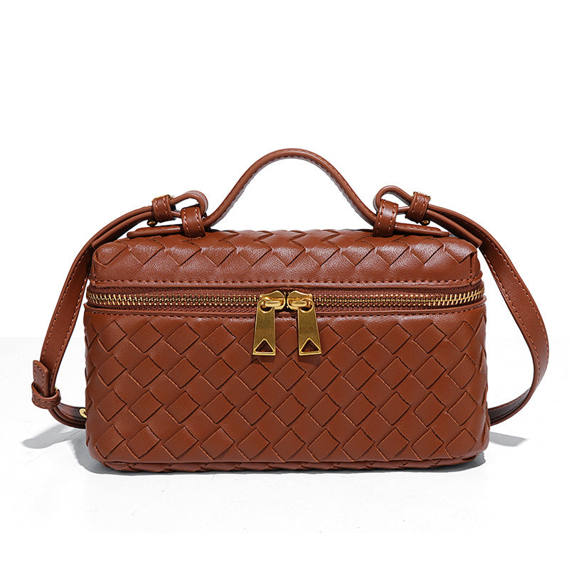 Woven Box Crossbody Bag-Beige