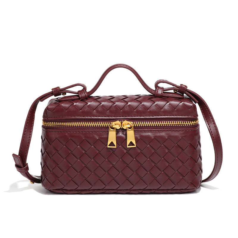 Woven Box Crossbody Bag-Beige
