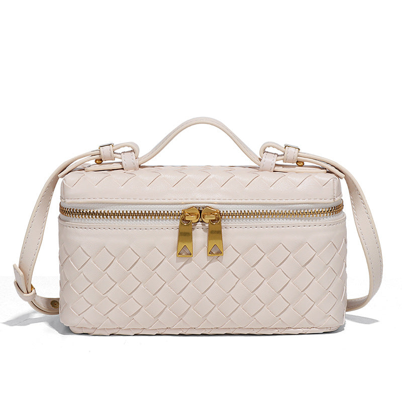 Woven Box Crossbody Bag-Beige